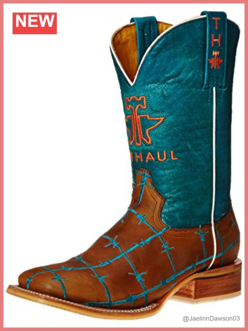 Tin Haul Women's Leather Western Boots Mid-Calf Pull-On 11 Inch Shaft